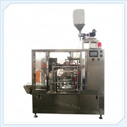 rotary fill seal with pistion filler for liquid & paste，Rotary Filling Machine,Zengran Pack